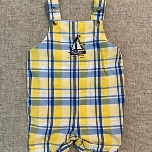 Crown & Ivy Plaid Baby Romper with Sailboat